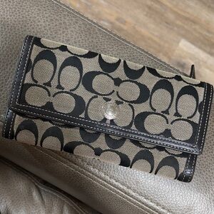 Coach Black and Brown Signature Wallet